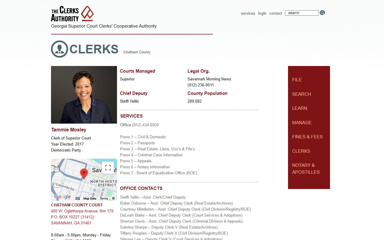 Chatham County Clerk of Superior Court GSCCCA profile