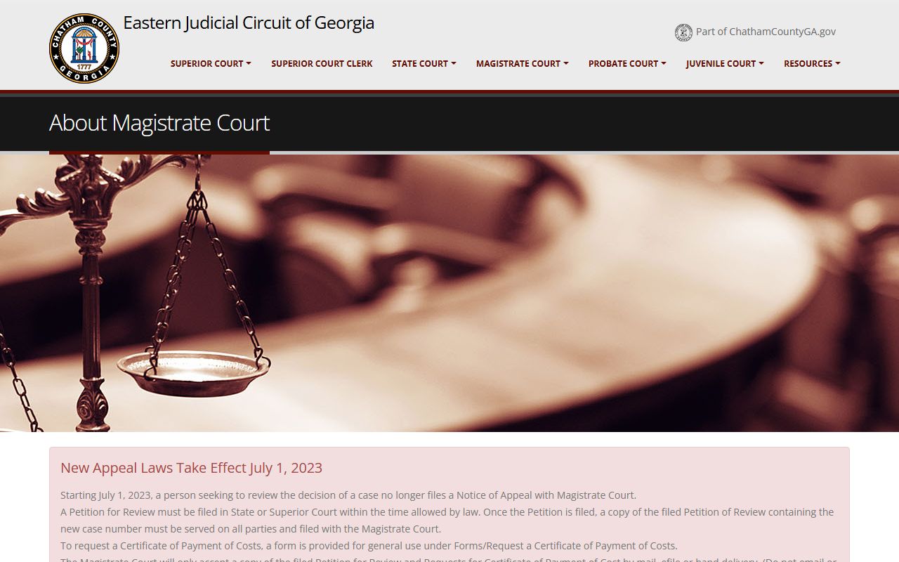 Chatham County court dockets Magistrate Court overview