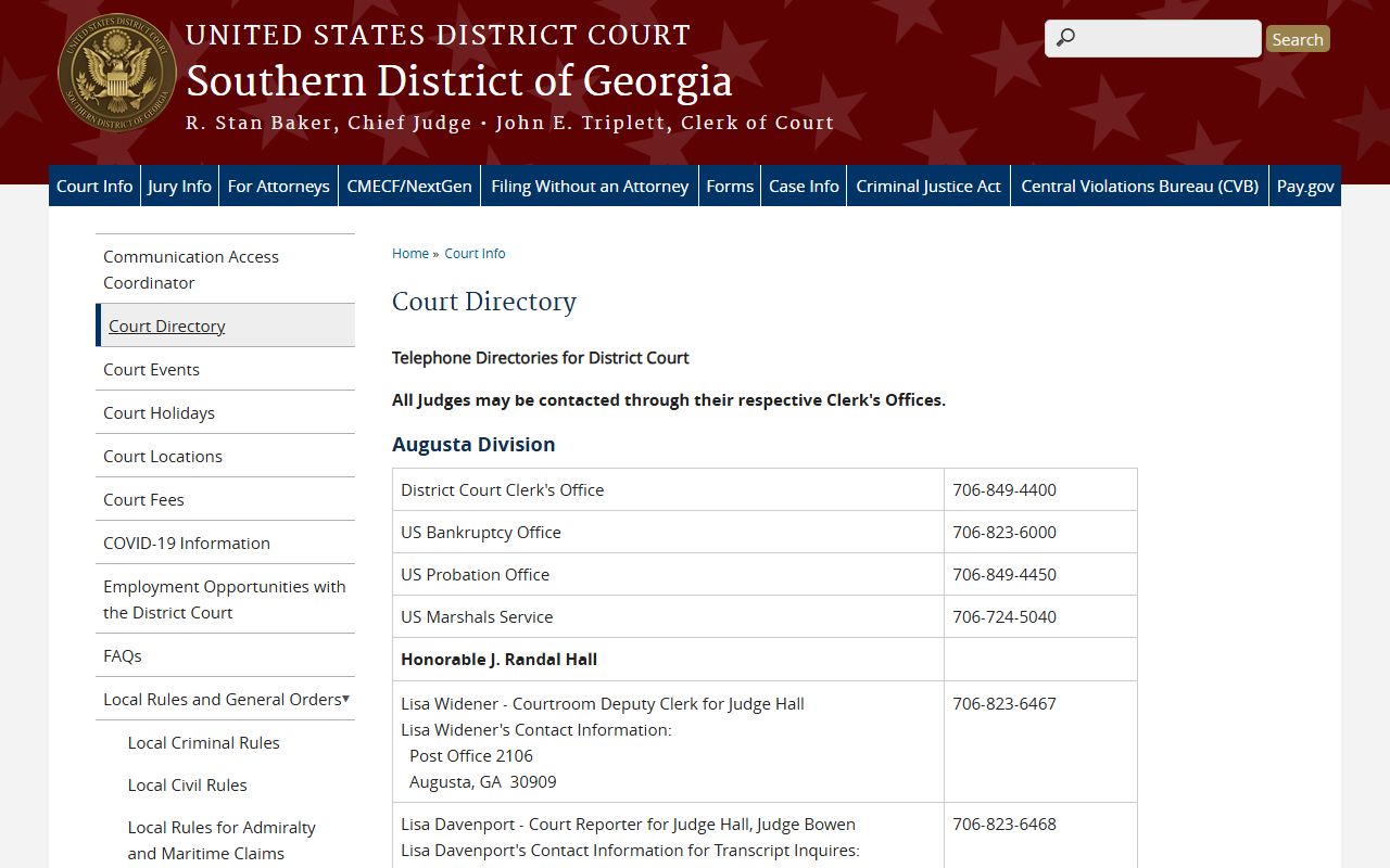 Chatham County court dockets Southern District court directory