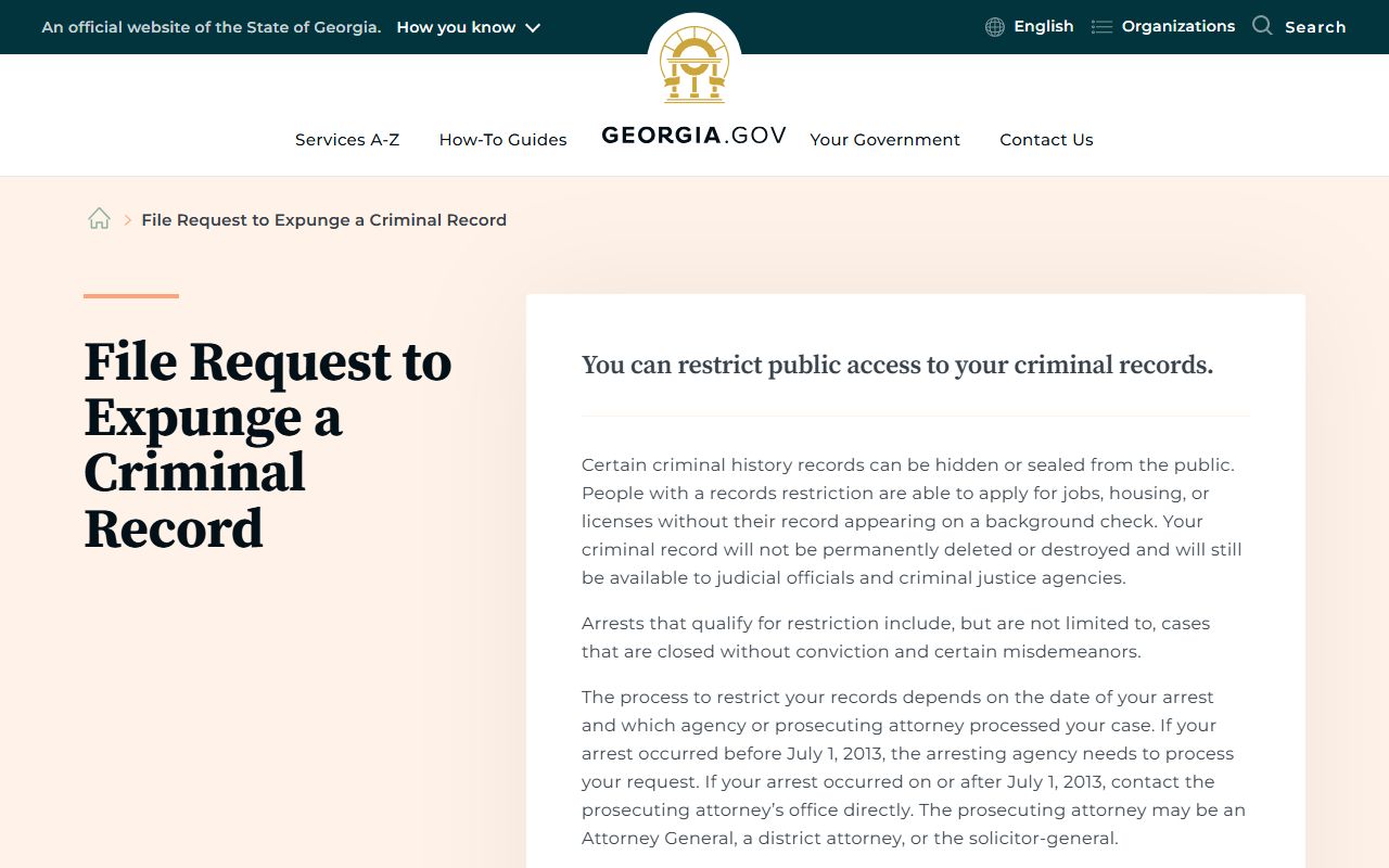 Chatham County criminal court records Georgia record restriction guide