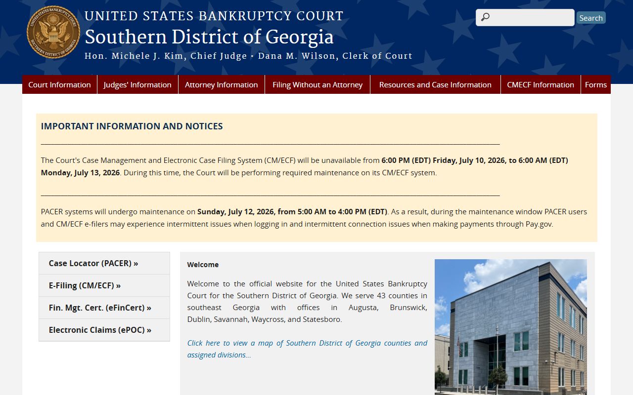 Chatham County criminal court records Southern District bankruptcy court