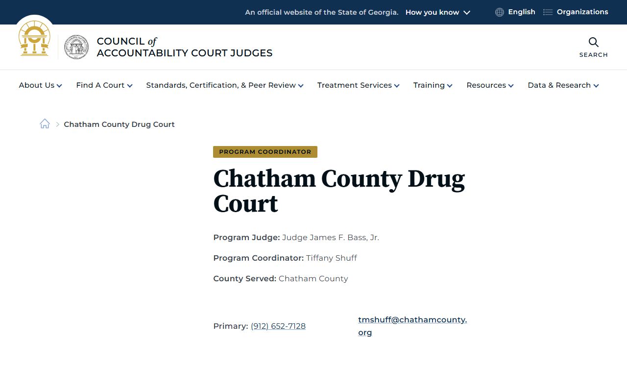Chatham County Superior Court Drug Court program listing