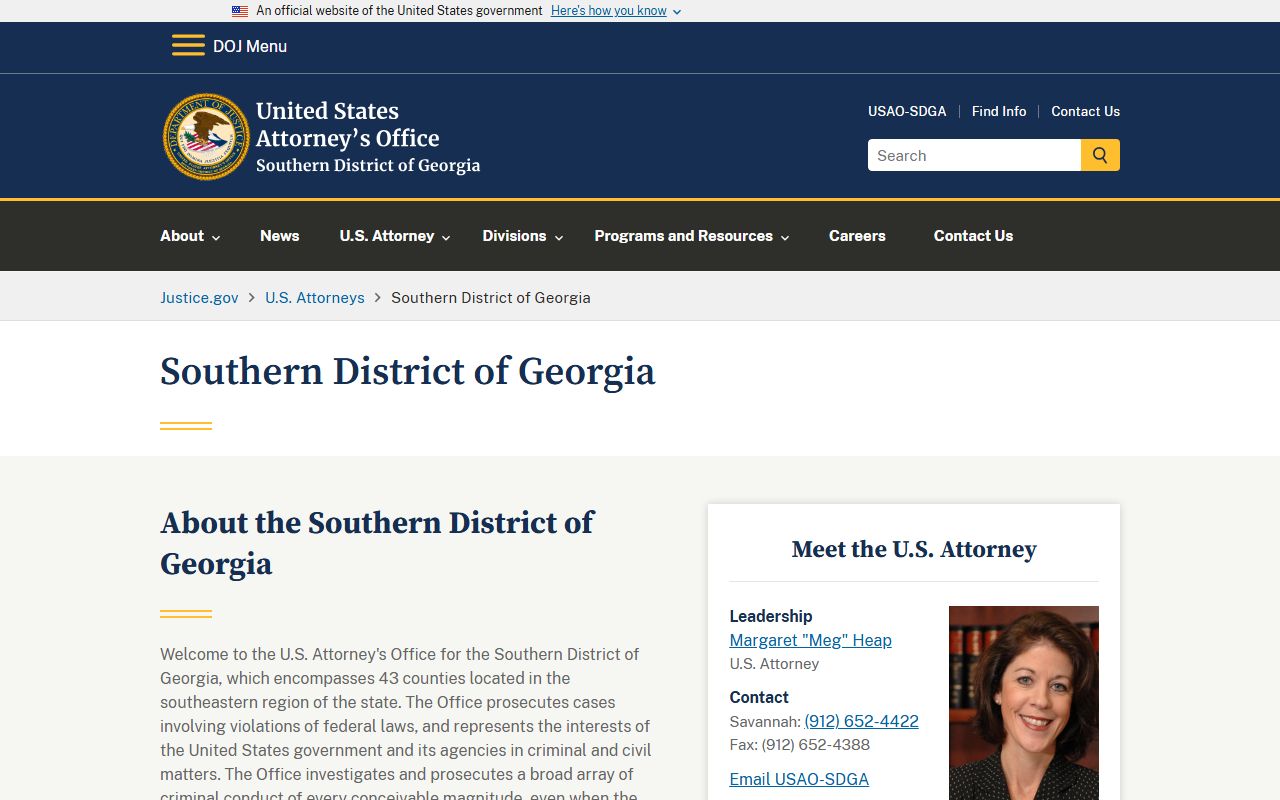 Chatham County Superior Court boundary with federal U.S. Attorney records