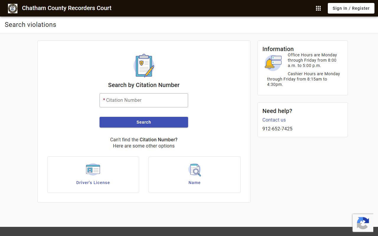 Chatham County traffic court records Recorder's Court citation search